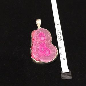 BEAUTIFUL LARGE PINK AGATE QUARTZ PENDANT 925